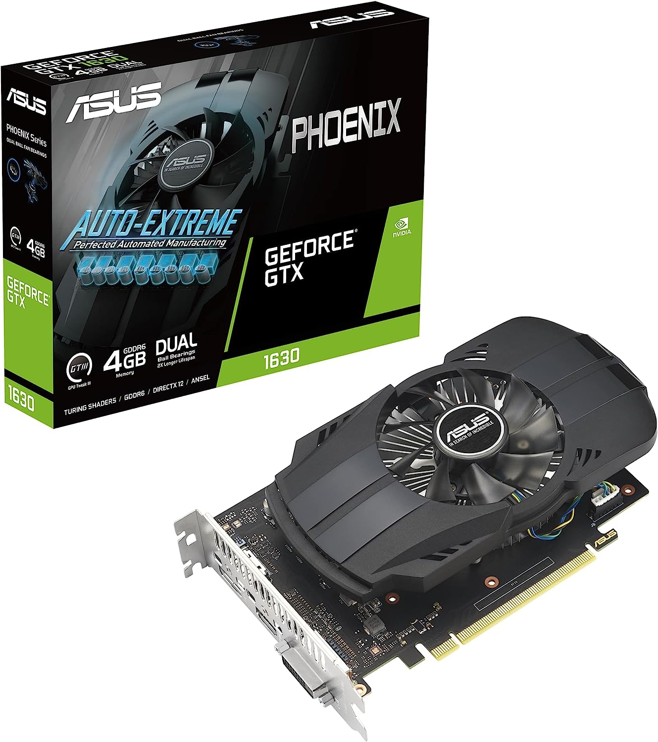 ASUS Phoenix NVIDIA GeForce GTX 1630 Graphics Card (PCIe 3.0, 4GB GDDR6 memory, HDMI 2.0b
